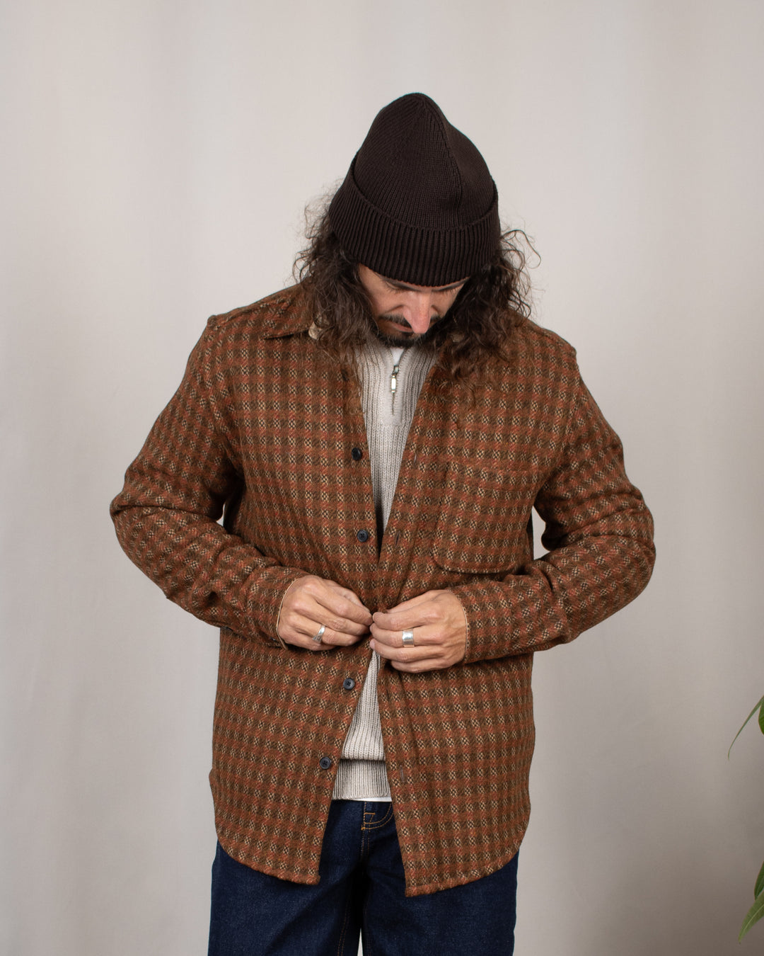 Merino Tweed Overshirt Brown