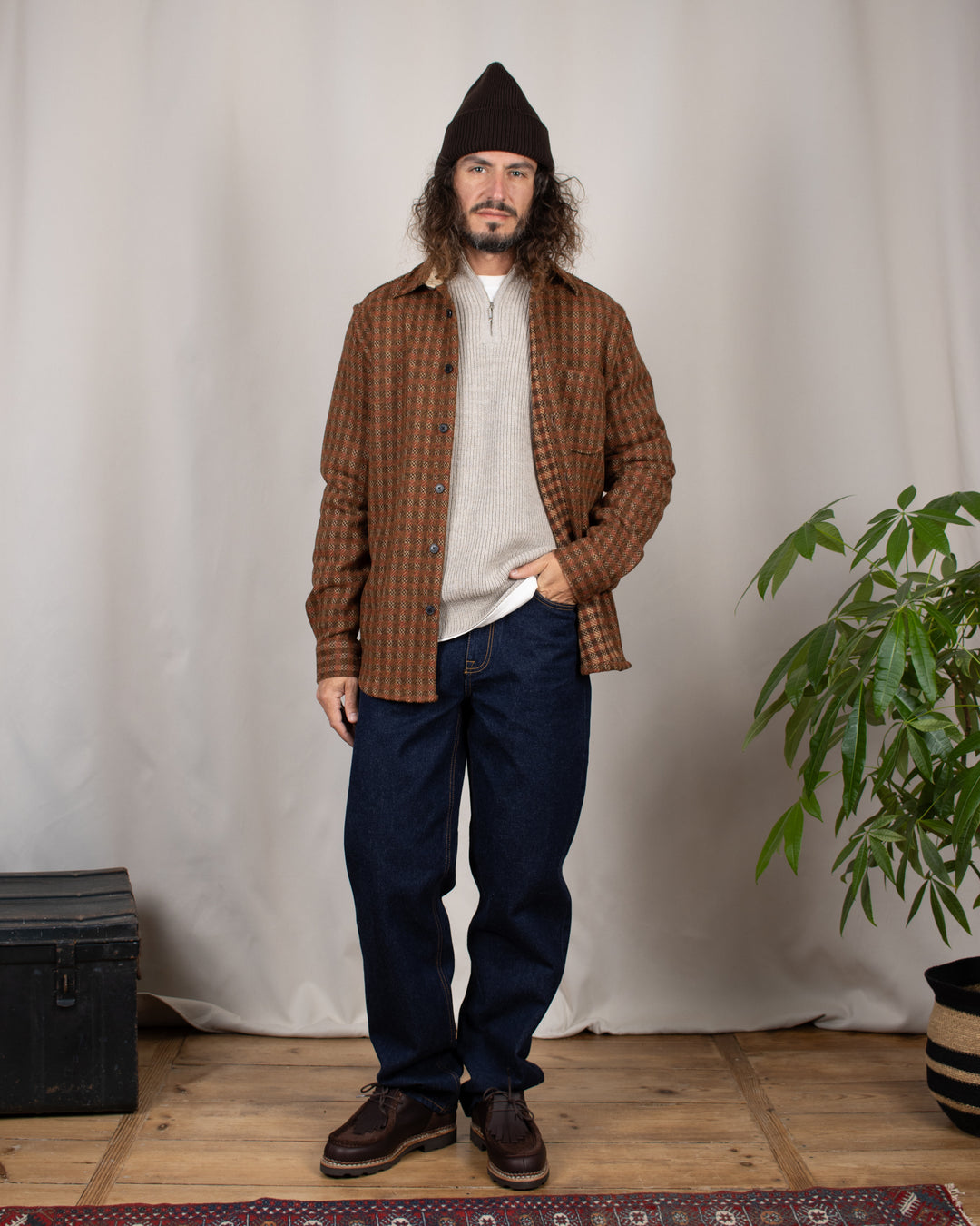 Merino Tweed Overshirt Brown