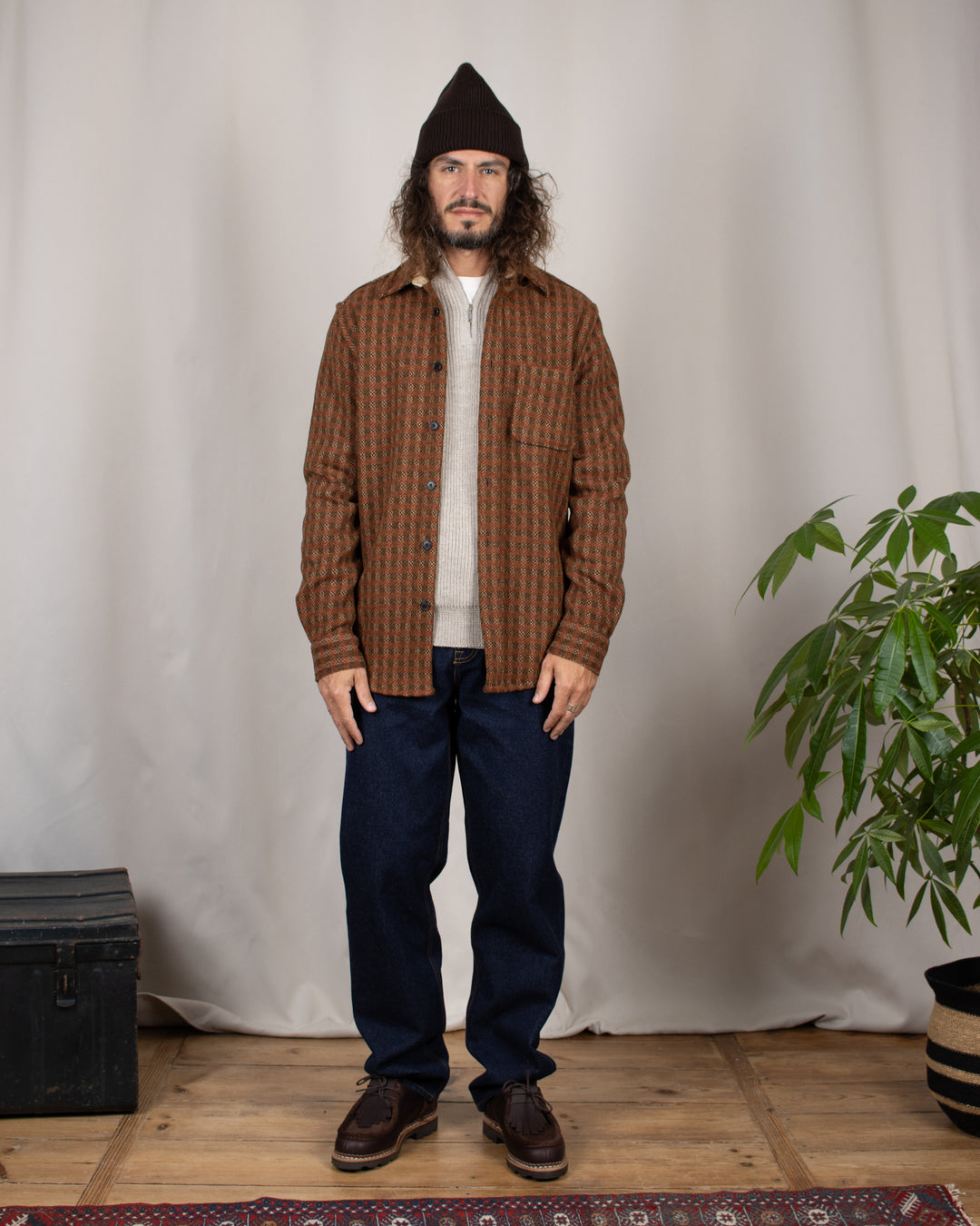 Merino Tweed Overshirt Brown