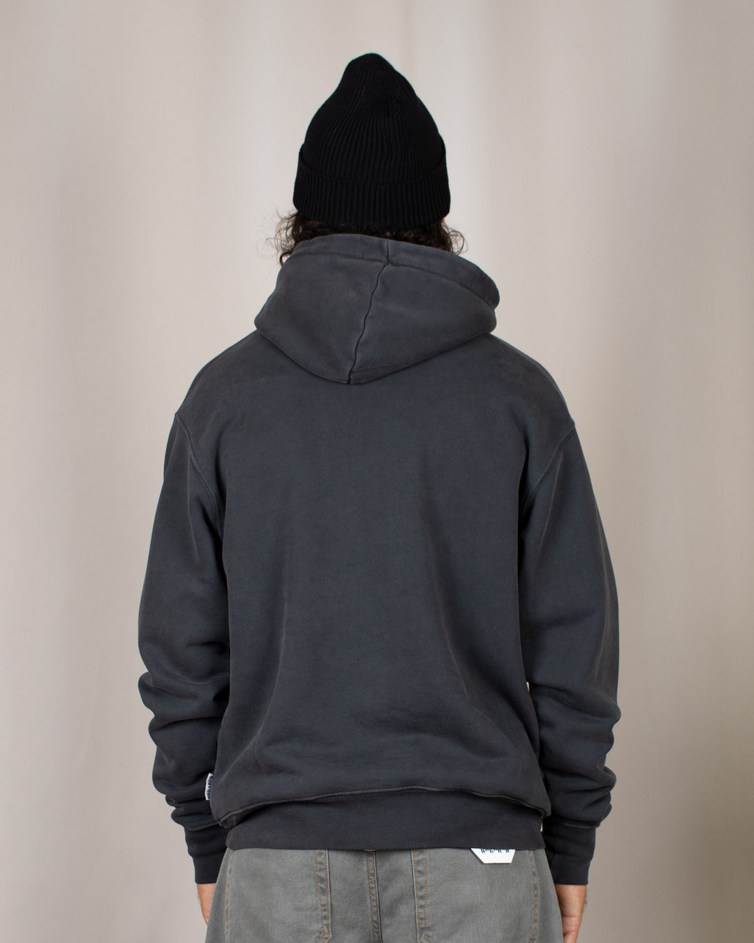 Relaxed Loopback Hoodie Blank Black Washed