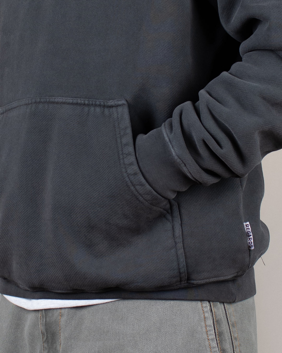 Relaxed Loopback Hoodie Blank Black Washed