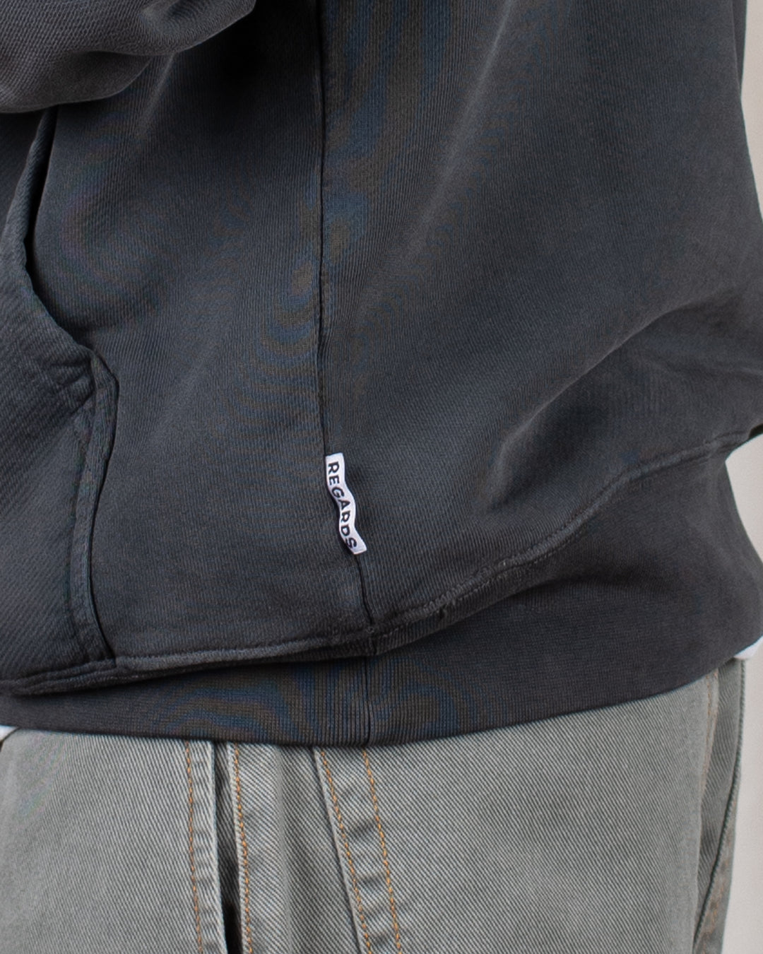 Relaxed Loopback Hoodie Blank Black Washed