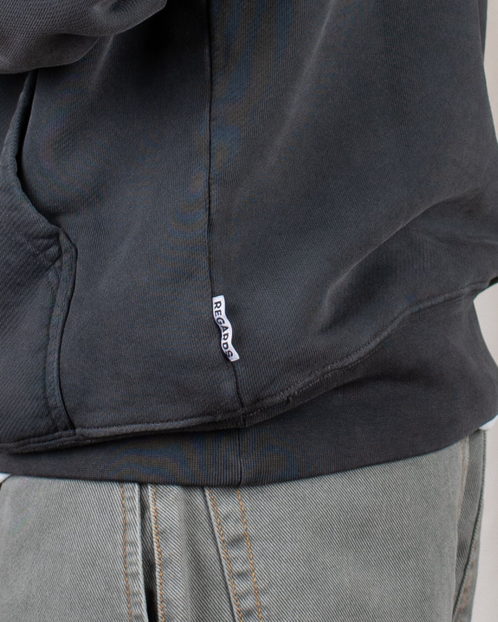 Relaxed Loopback Hoodie Blank Black Washed