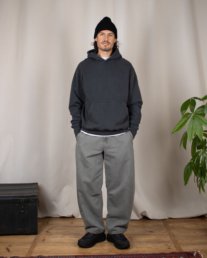 Relaxed Loopback Hoodie Blank Black Washed