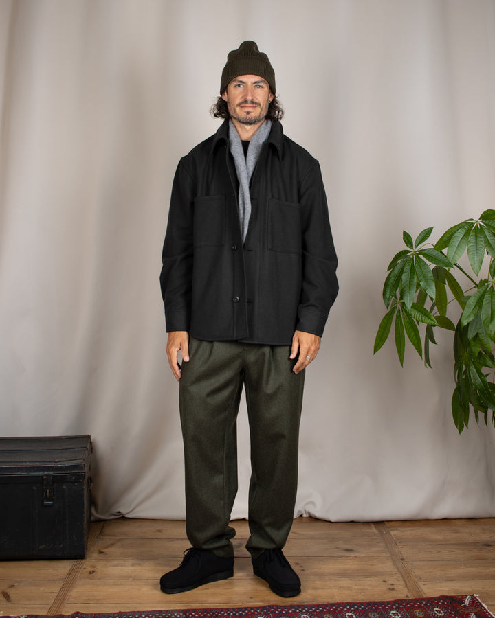 Woody Wool Overshirt Dark Green