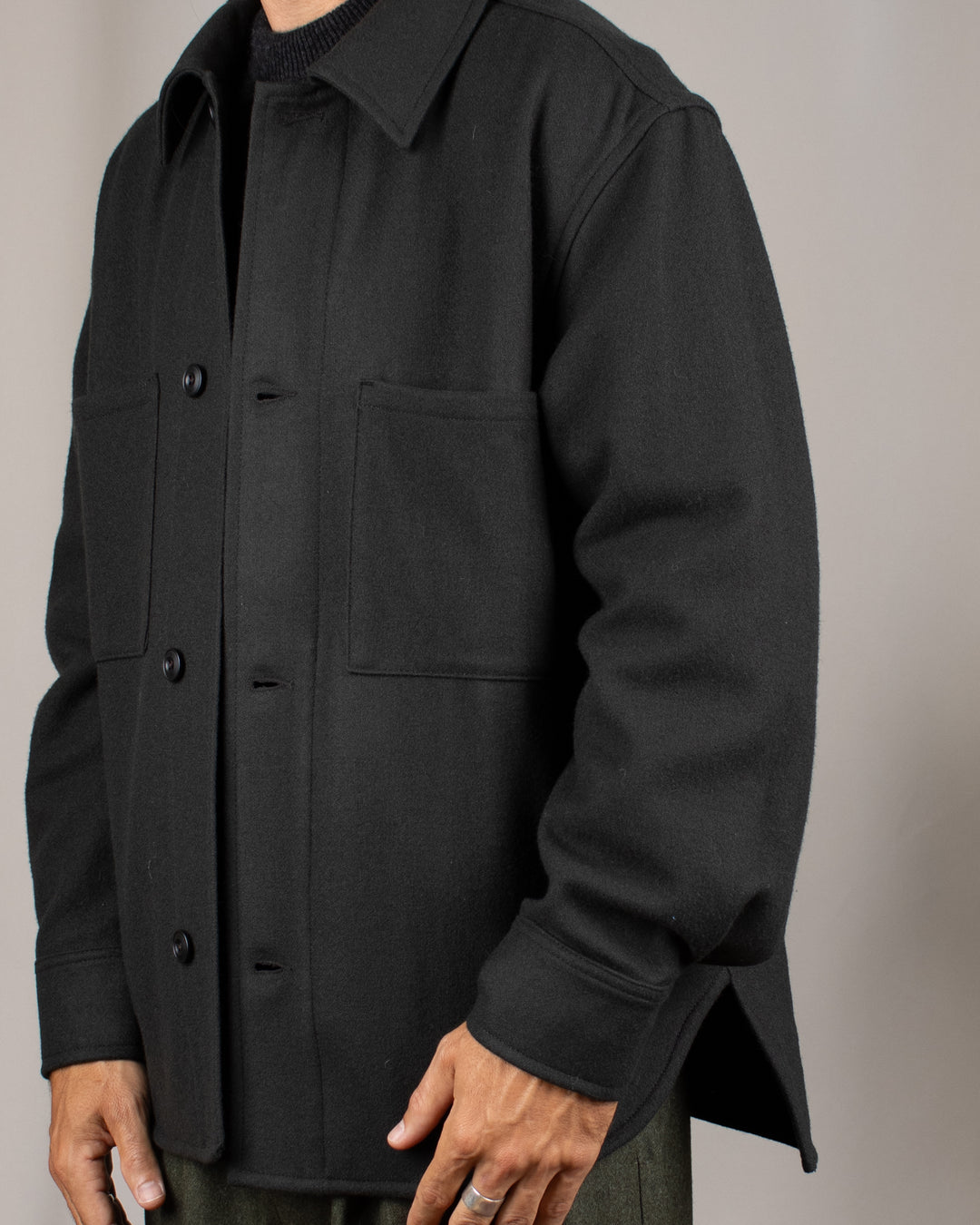 Woody Wool Overshirt Dark Green