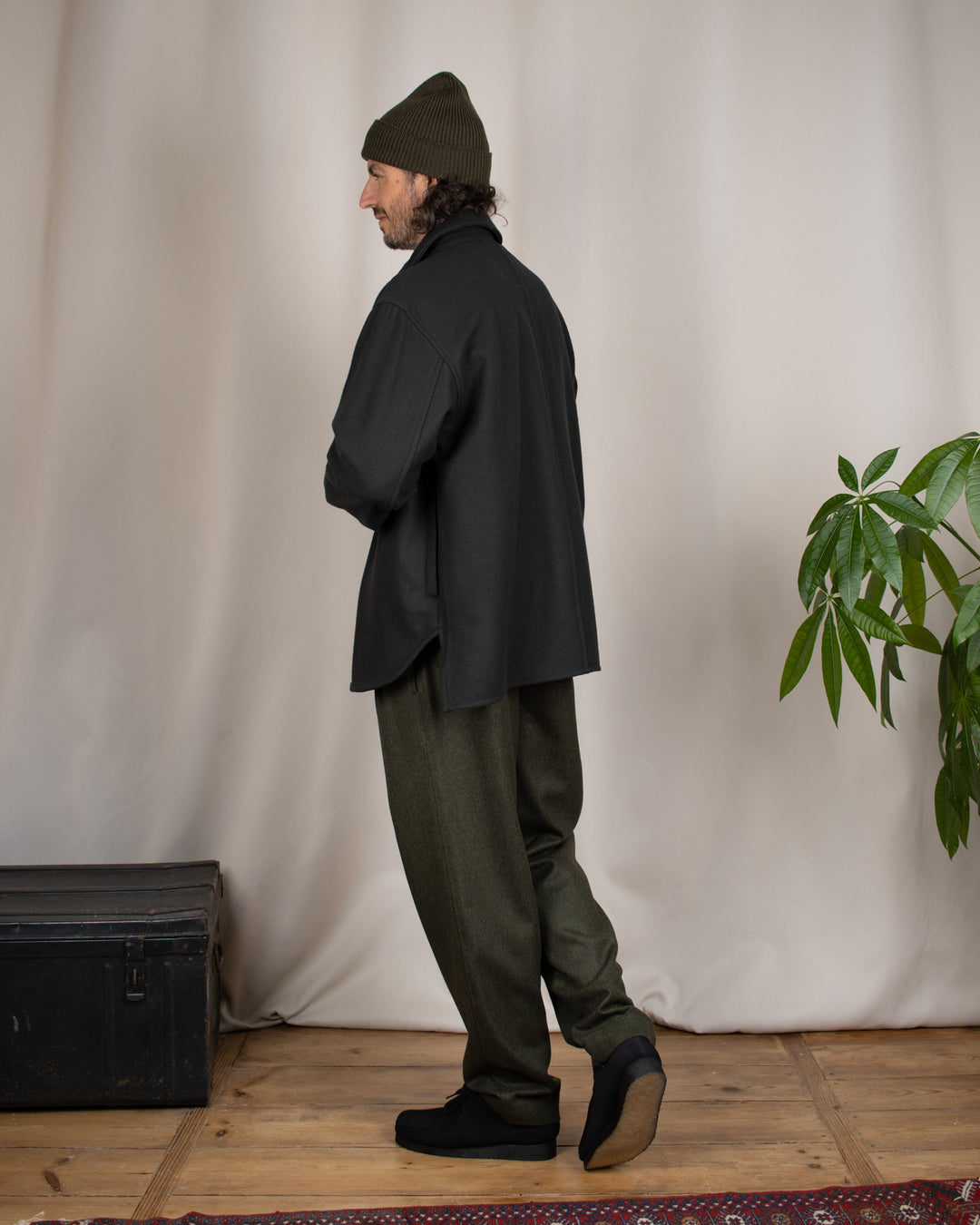 Woody Wool Overshirt Dark Green