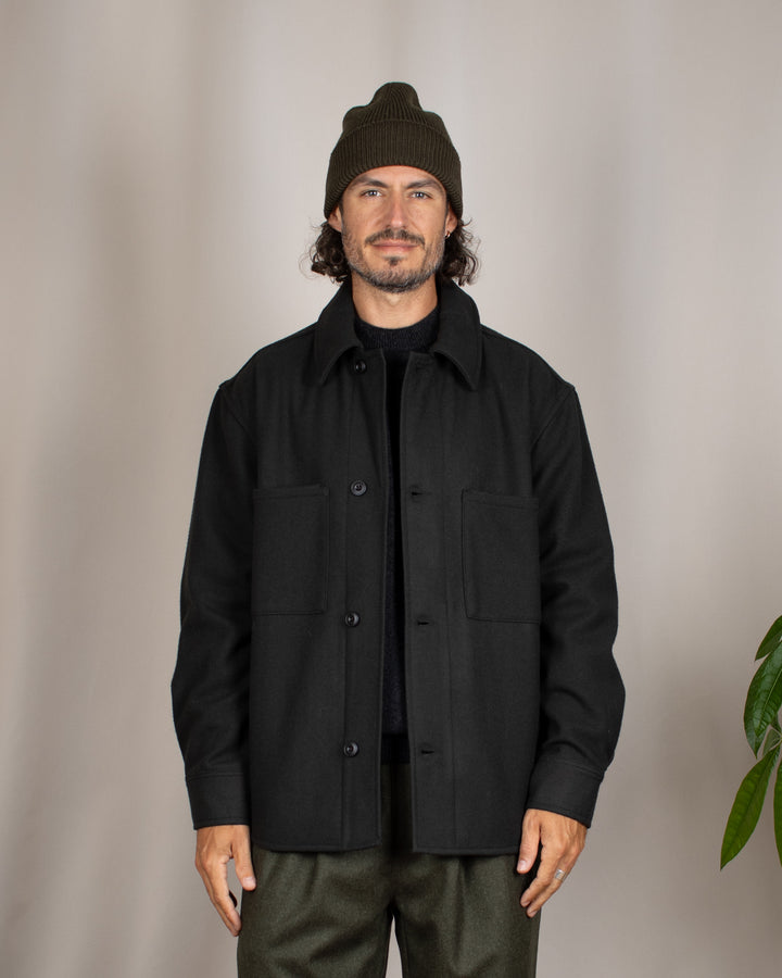 Woody Wool Overshirt Dark Green