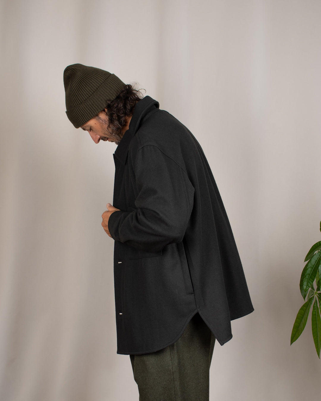Woody Wool Overshirt Dark Green