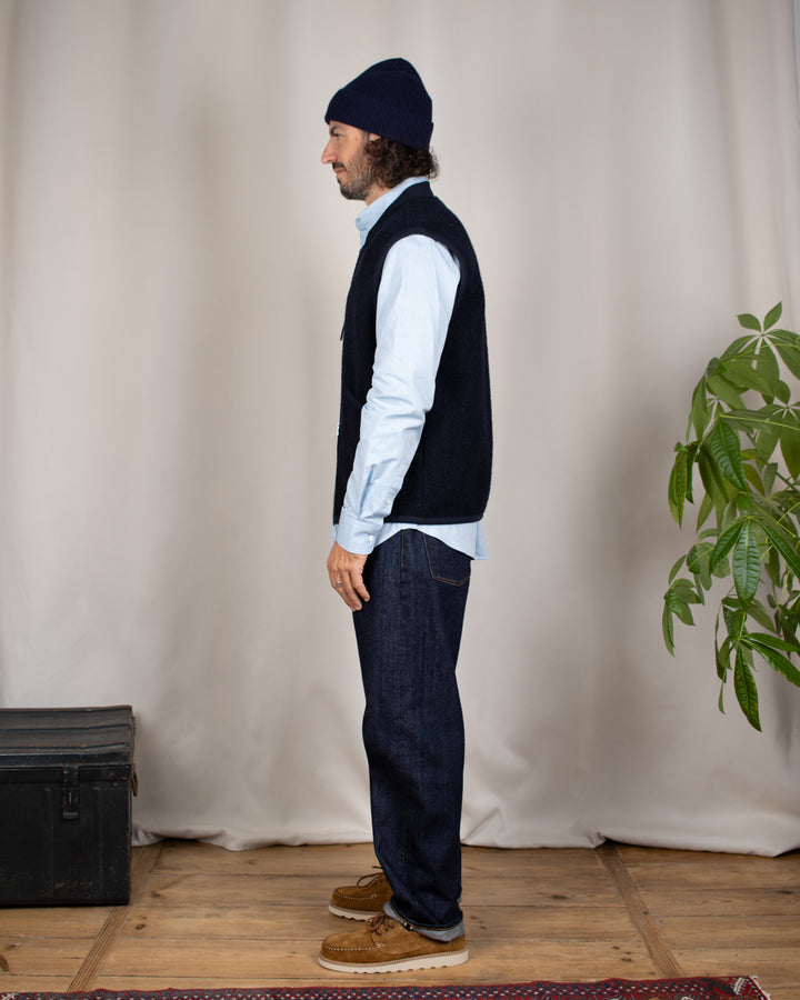 Zip Waistcoat Wool Fleece Navy