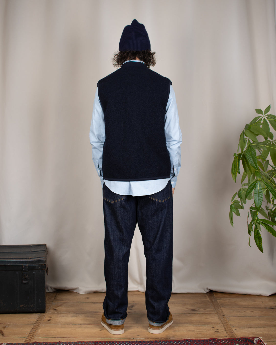 Zip Waistcoat Wool Fleece Navy