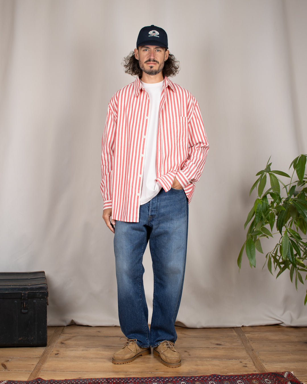 Melange Stripe Shirt Red