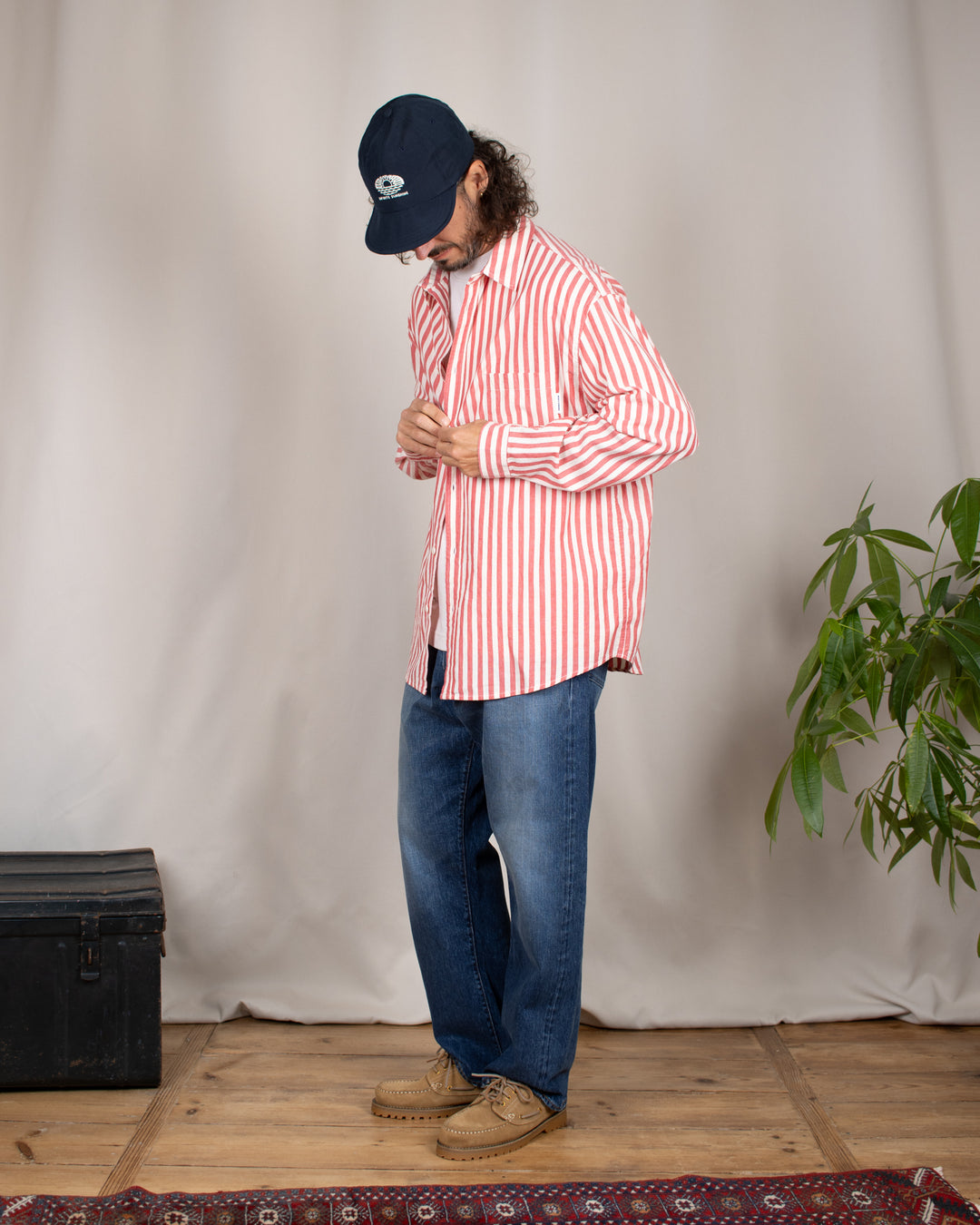 Melange Stripe Shirt Red