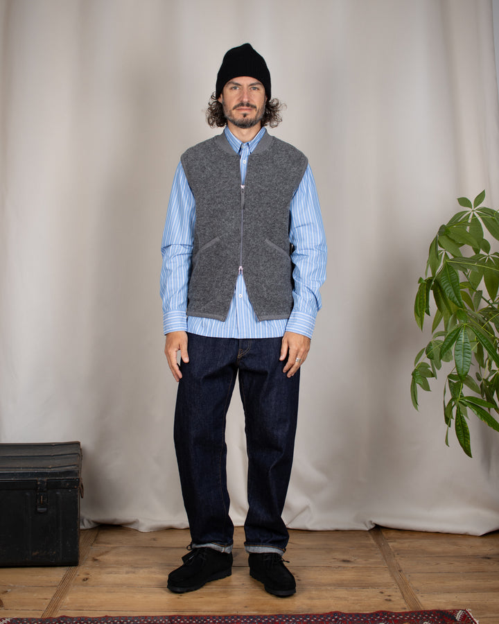 Zip Waistcoat Wool Fleece Grey Marl