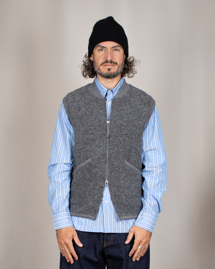 Zip Waistcoat Wool Fleece Grey Marl