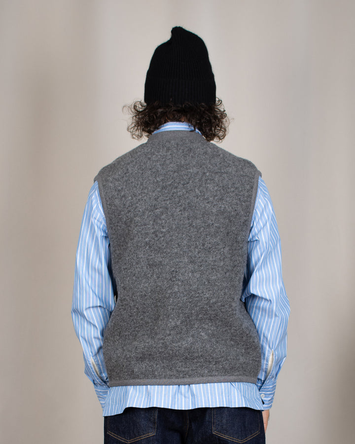 Zip Waistcoat Wool Fleece Grey Marl