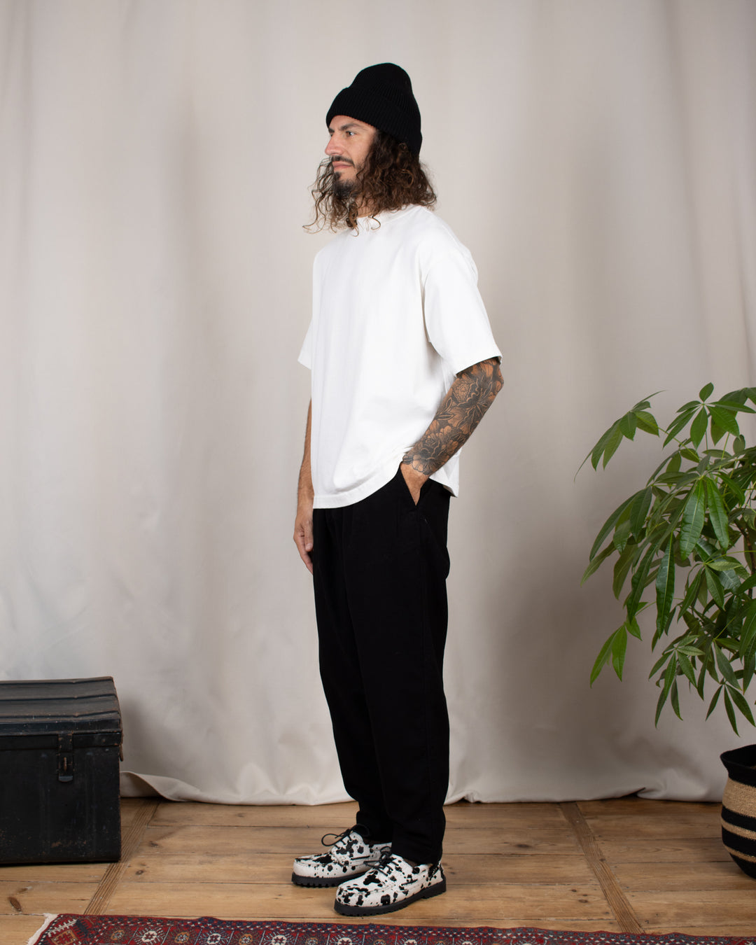 Pleated Track Pant Comfort Moleskin Black