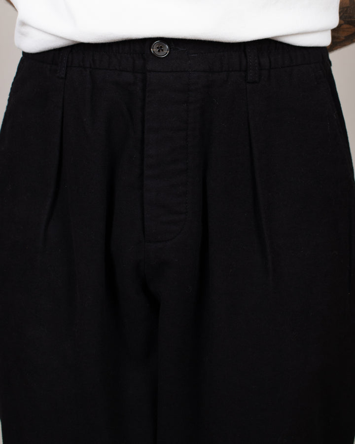 Pleated Track Pant Comfort Moleskin Black