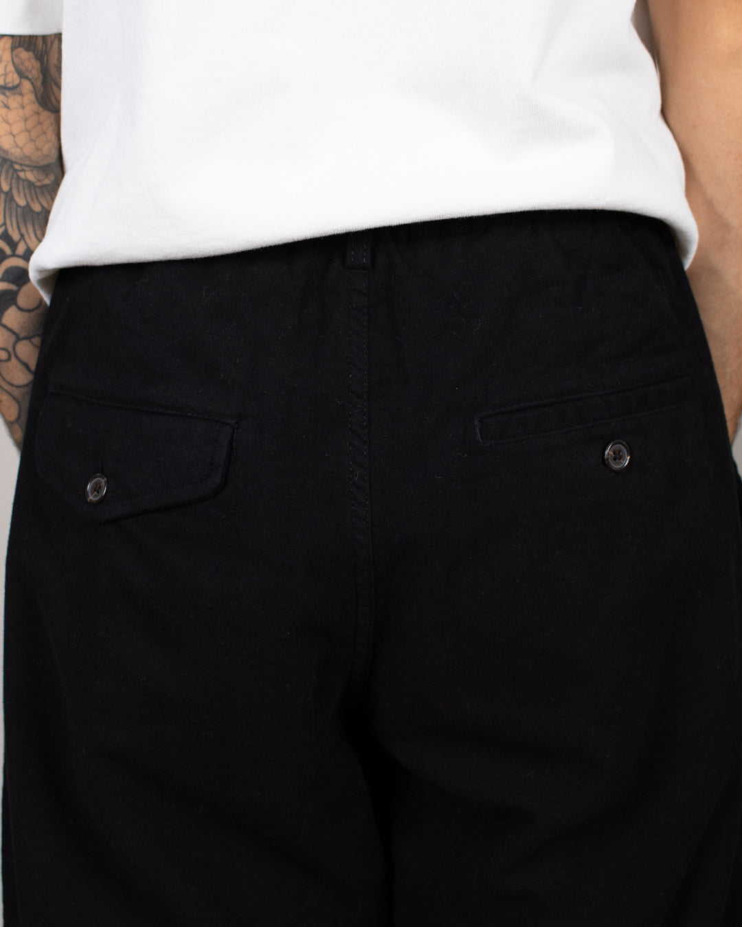 Pleated Track Pant Comfort Moleskin Black