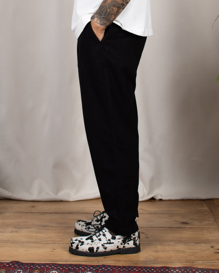 Pleated Track Pant Comfort Moleskin Black