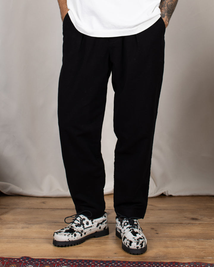 Pleated Track Pant Comfort Moleskin Black