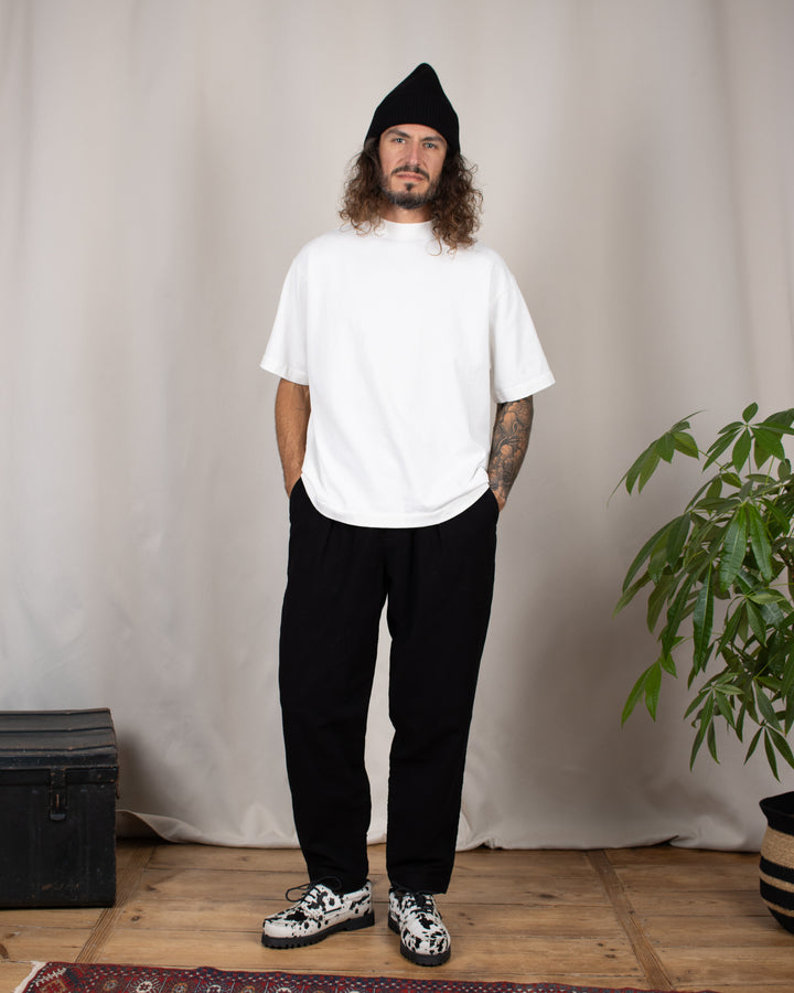 Pleated Track Pant Comfort Moleskin Black