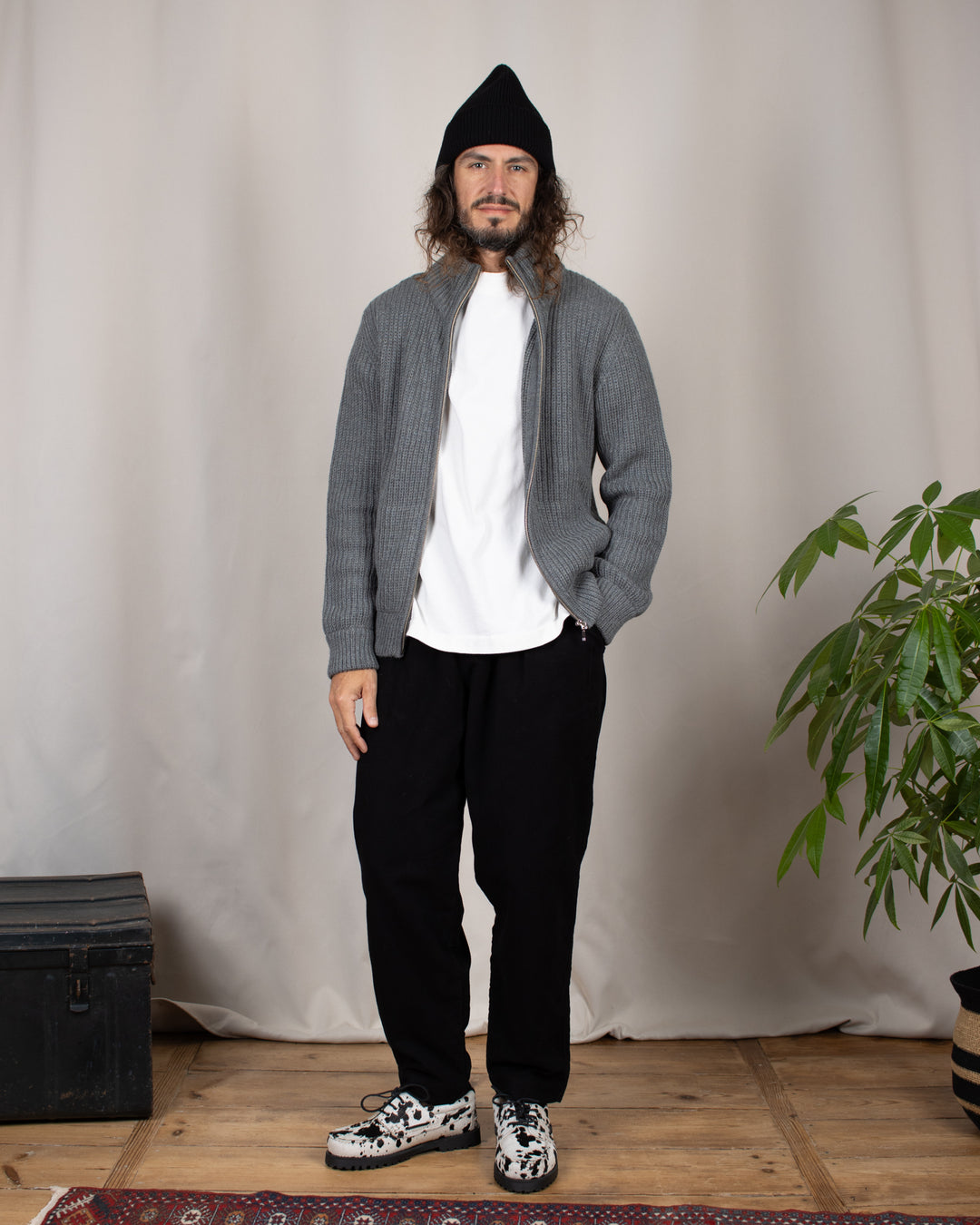 Pleated Track Pant Comfort Moleskin Black