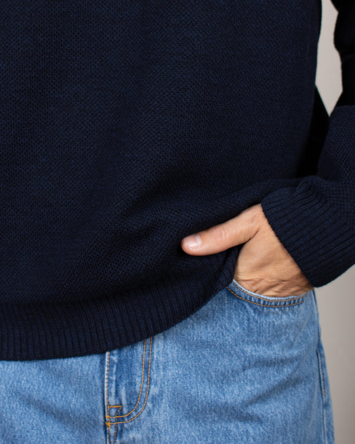 Pull Youri Col Rond Marine