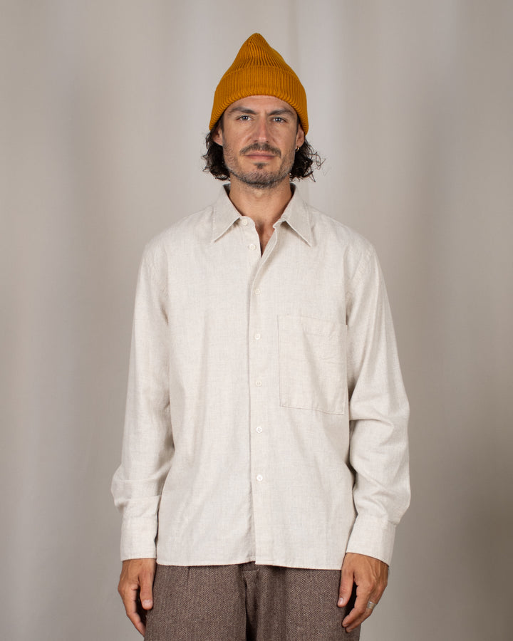 Square Pocket Shirt Brushed Flannel Ecru