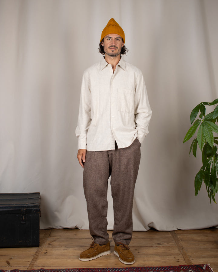 Square Pocket Shirt Brushed Flannel Ecru