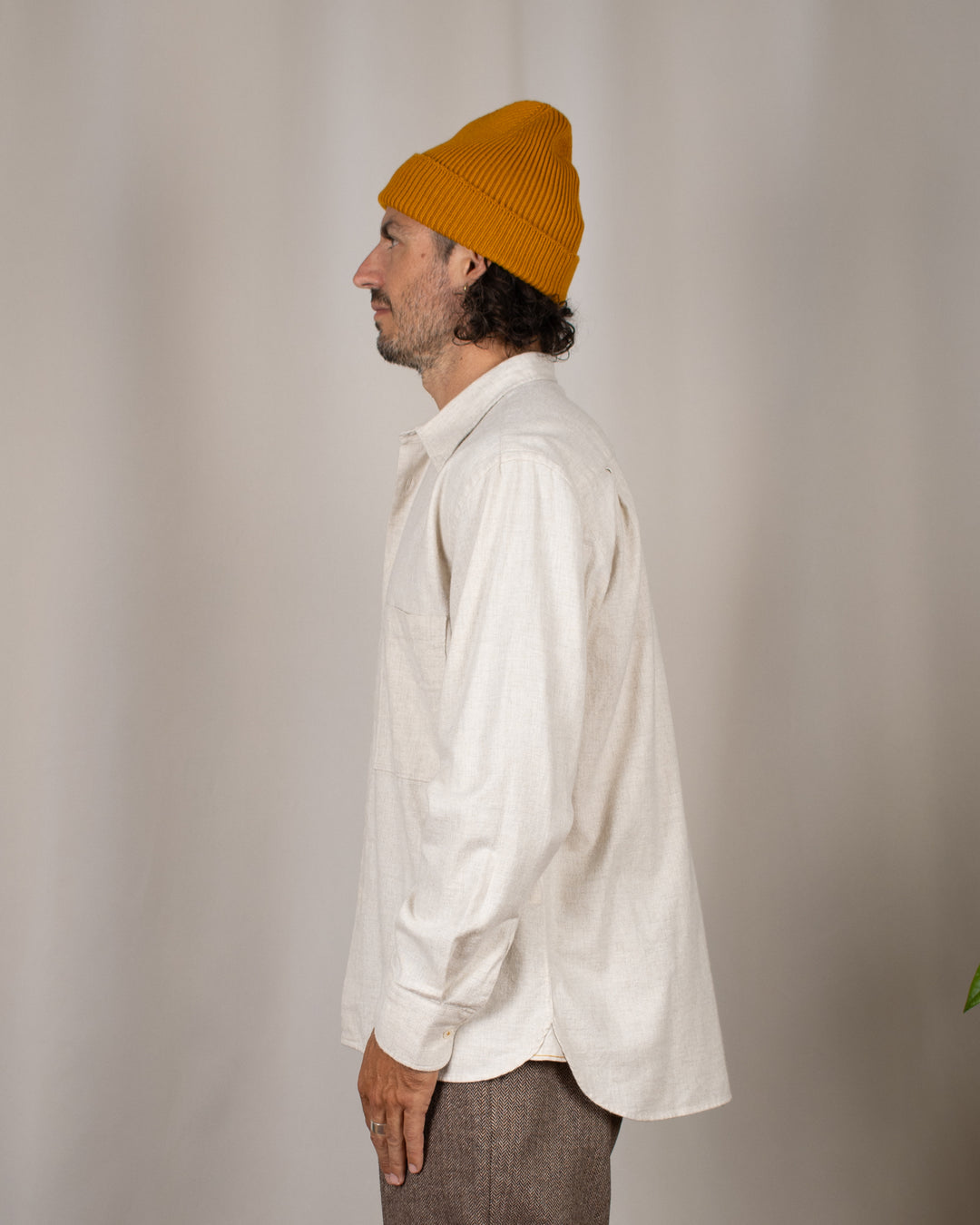 Square Pocket Shirt Brushed Flannel Ecru