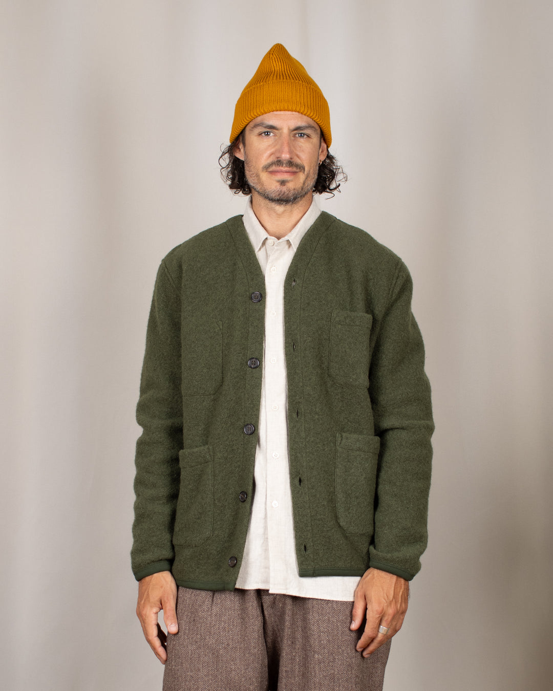 Cardigan Wool Fleece Olive