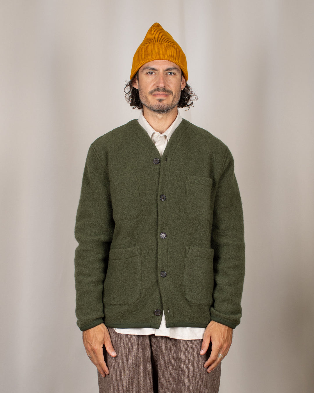 Cardigan Wool Fleece Olive