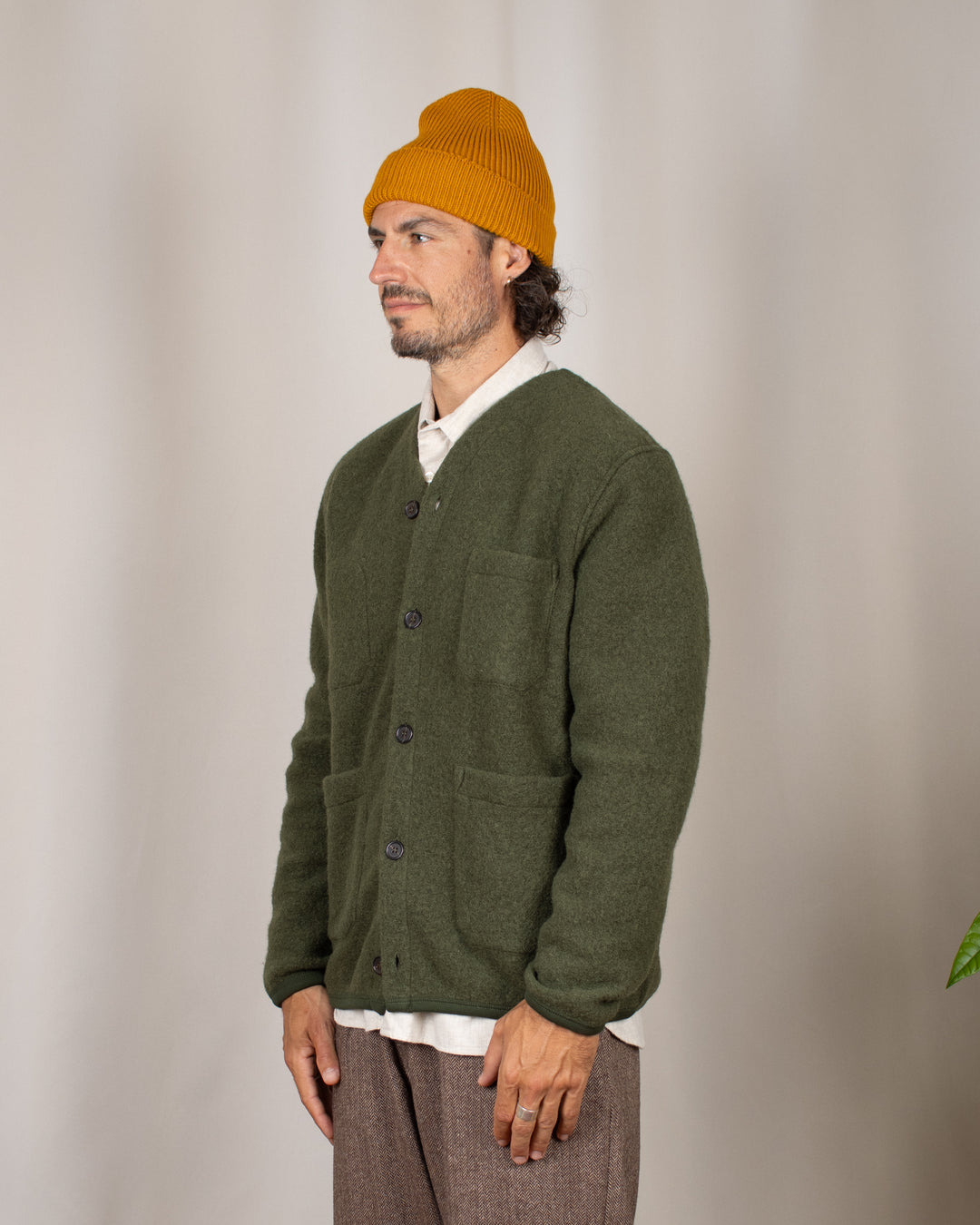 Cardigan Wool Fleece Olive