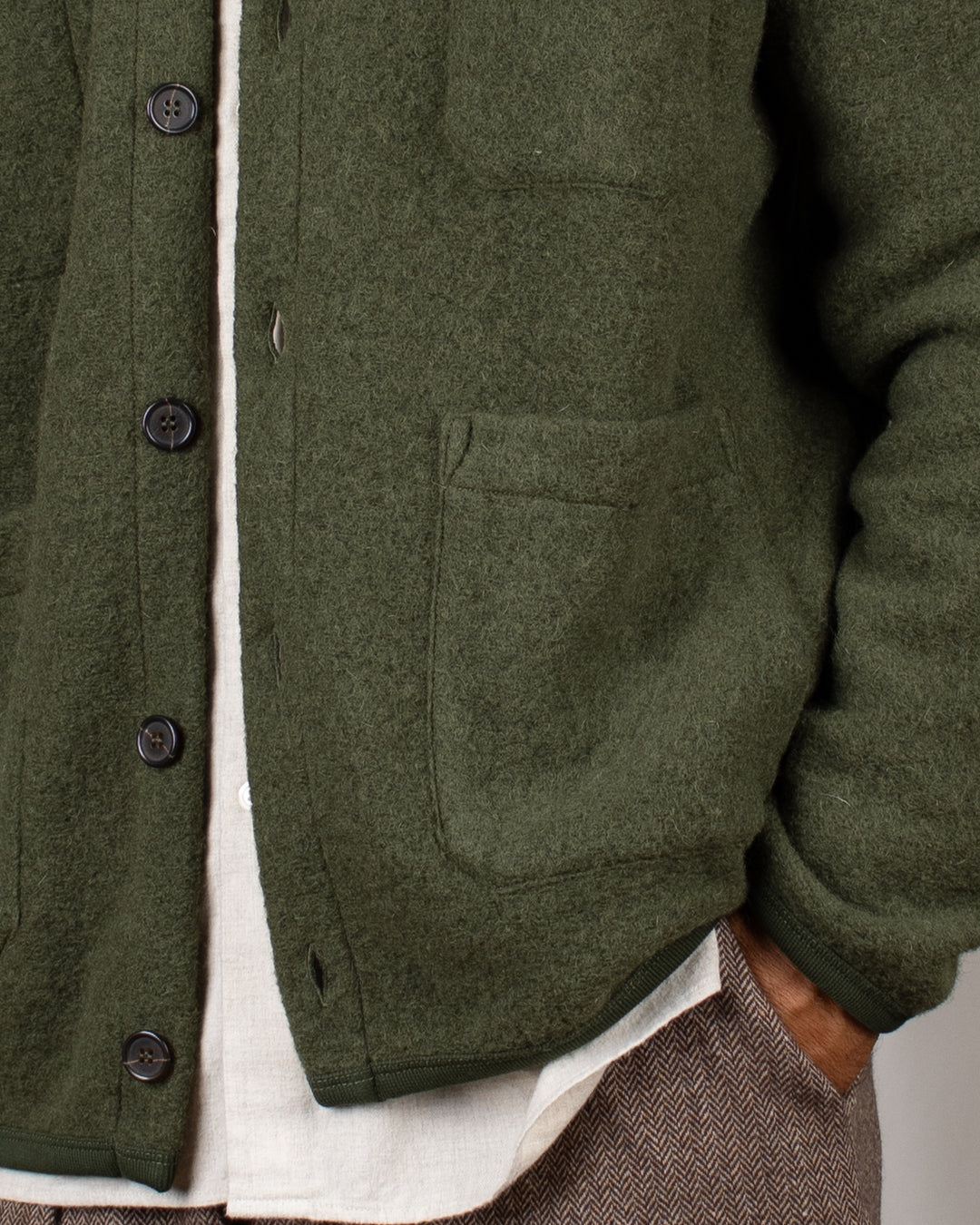 Cardigan Wool Fleece Olive