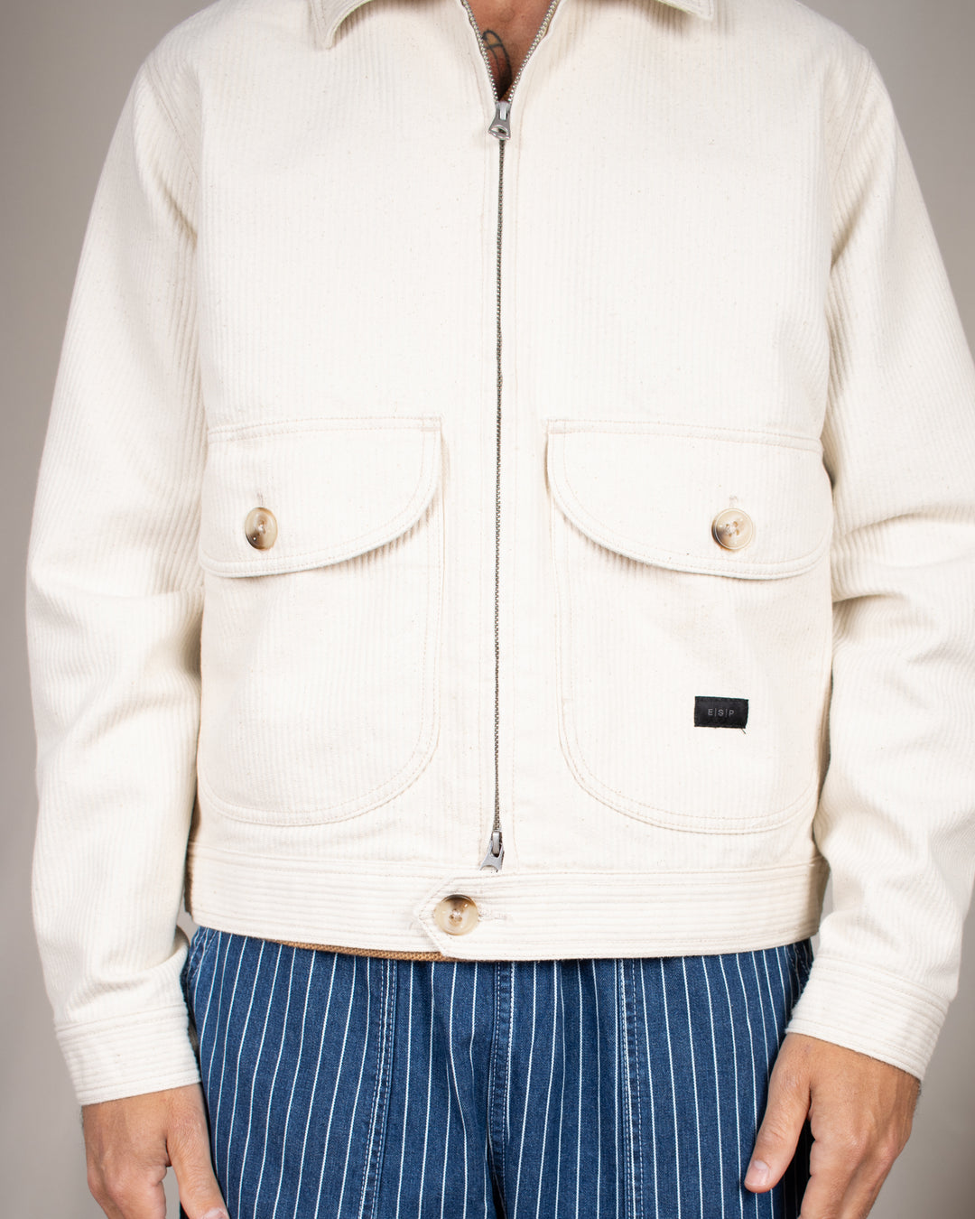 Work Jacket Seersucker Natural