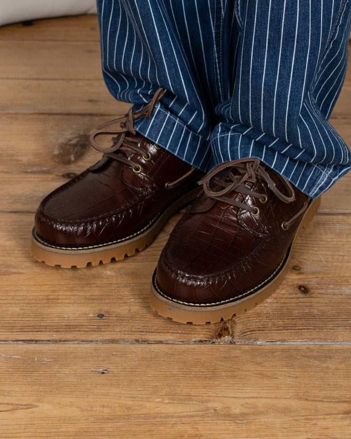 Ollie Boat Shoe Brown Croco Leather