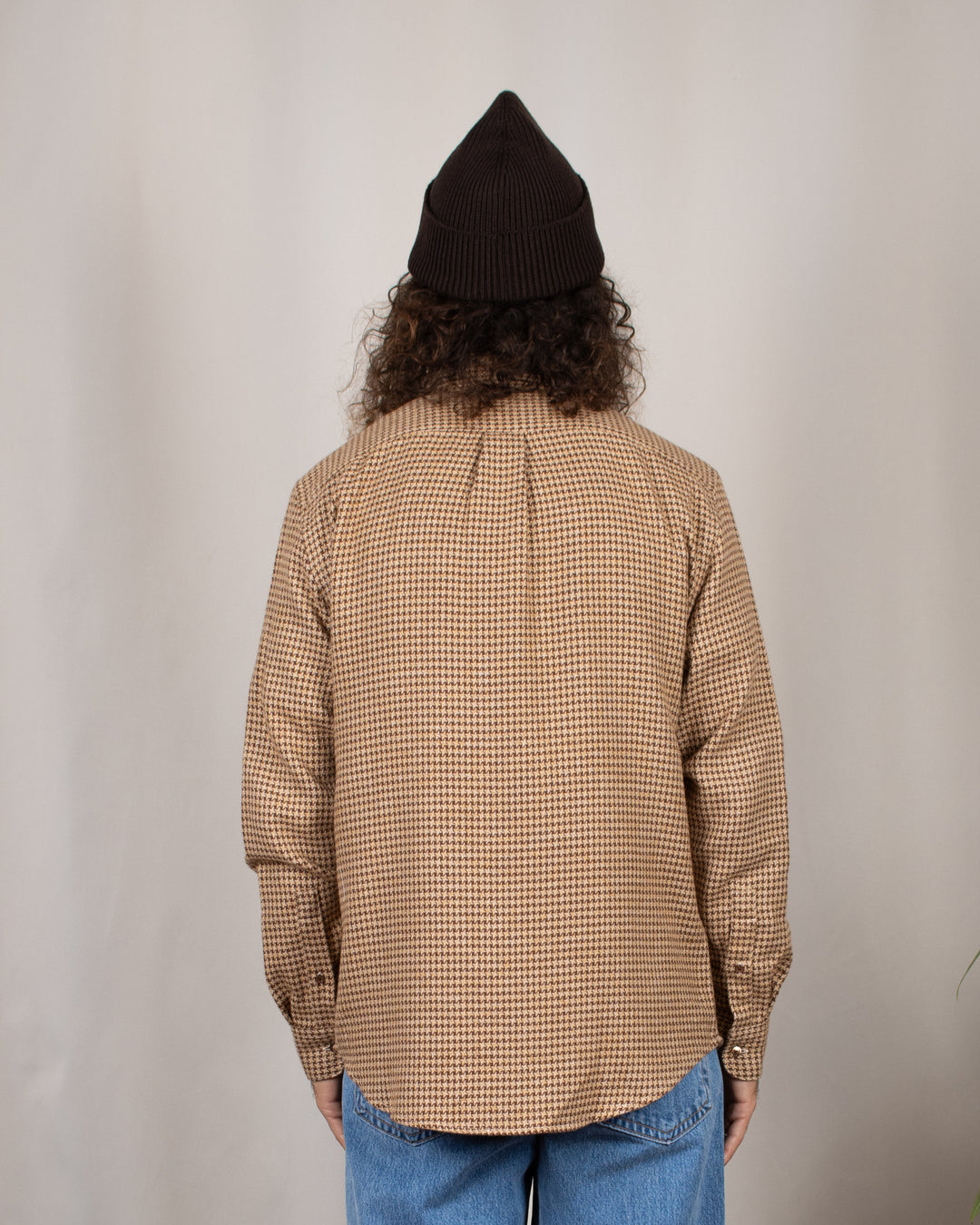 Abstract Pied Poule Flannel Shirt Brown