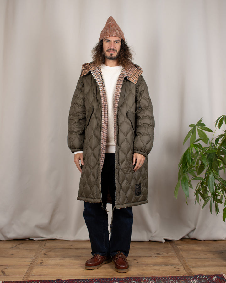 TAION x Universal Works Reversible Long Down Parka Dark Olive
