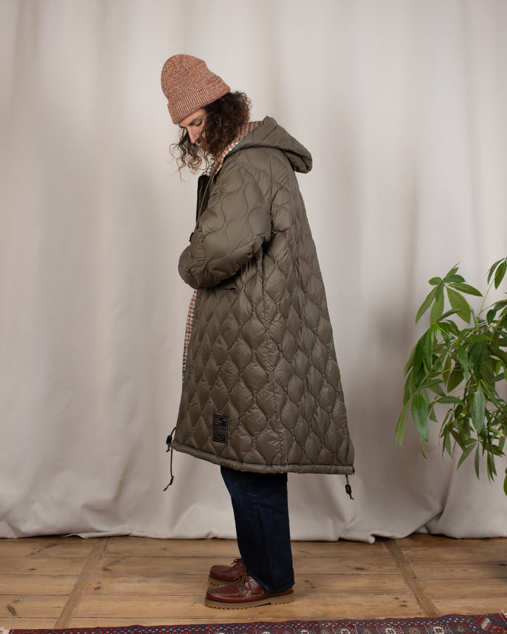 TAION x Universal Works Reversible Long Down Parka Dark Olive