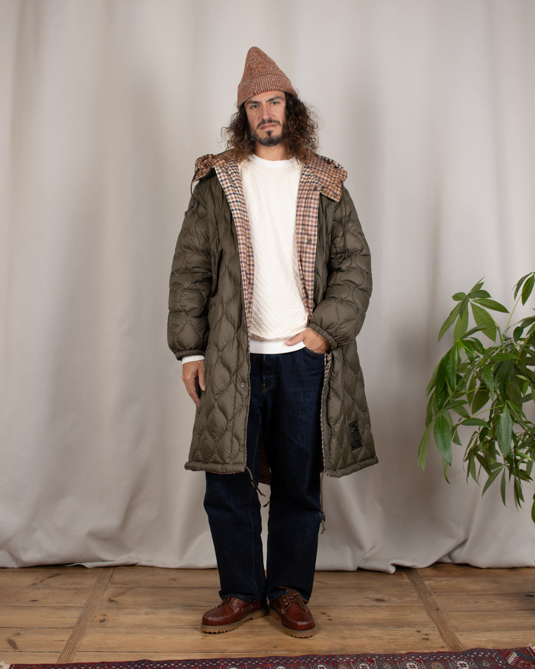 TAION x Universal Works Reversible Long Down Parka Dark Olive