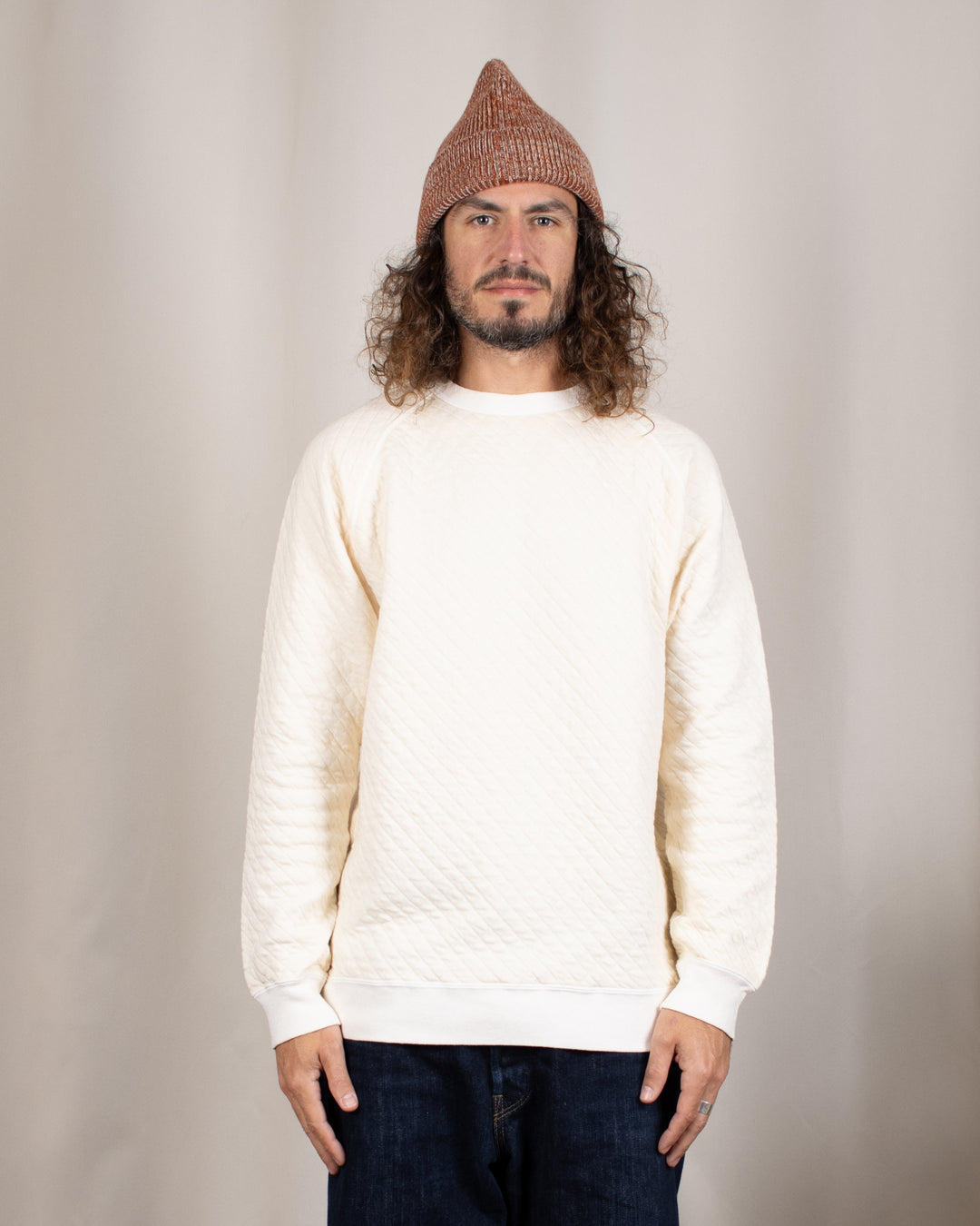 Quilt L/S Raglan Crew Sweat P-Natural