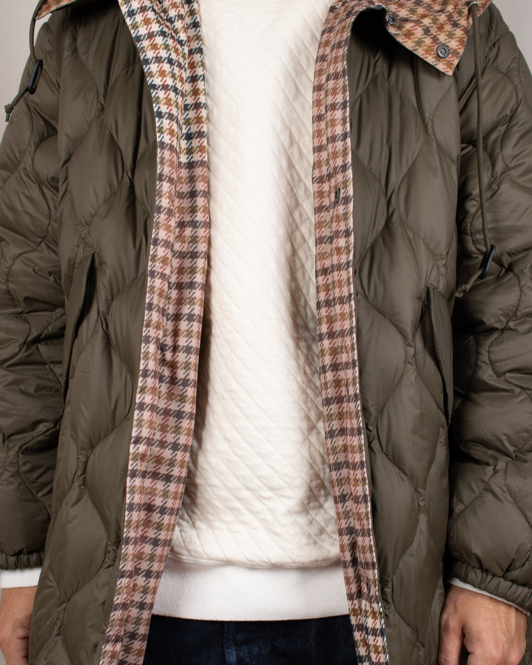 TAION x Universal Works Reversible Long Down Parka Dark Olive