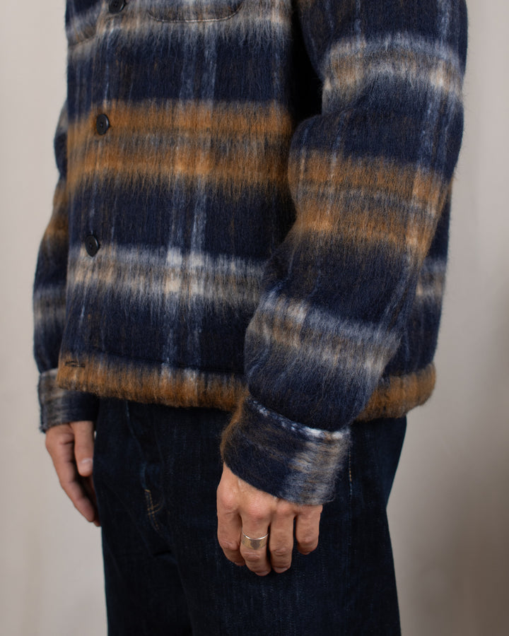 Haston Jacket in Navy Check Brushed Wool