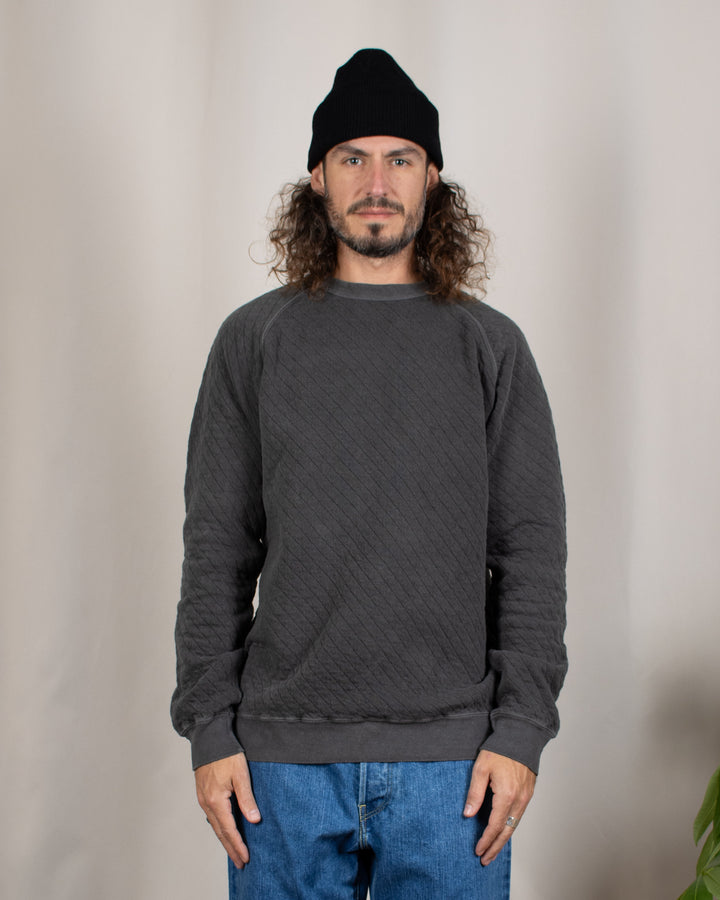 Quilt L/S Raglan Crew Sweat P-Black