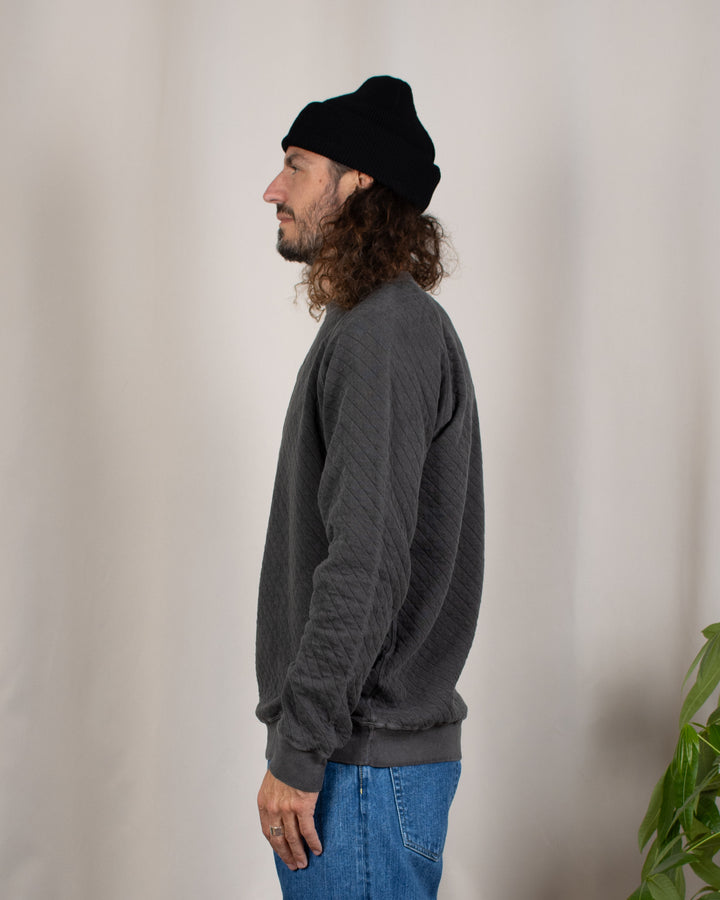 Quilt L/S Raglan Crew Sweat P-Black