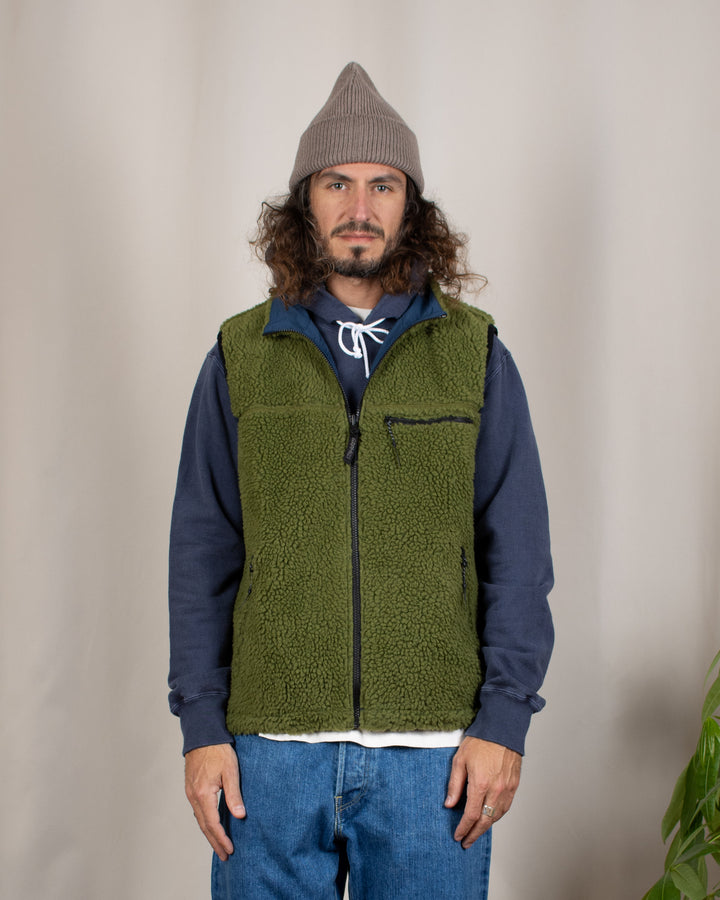 Reversible Sherpa Vest Olive/Dusty Navy