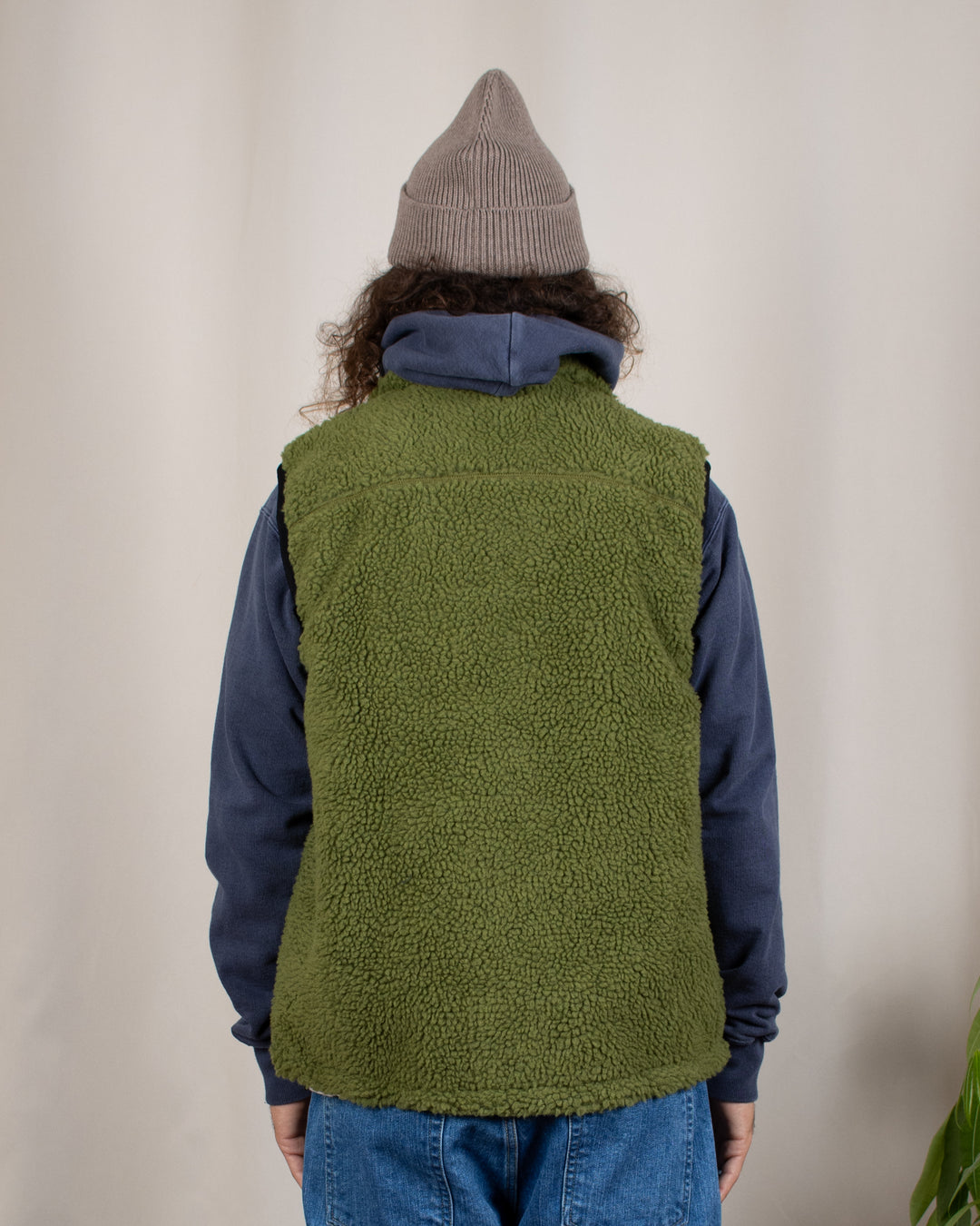 Reversible Sherpa Vest Olive/Dusty Navy