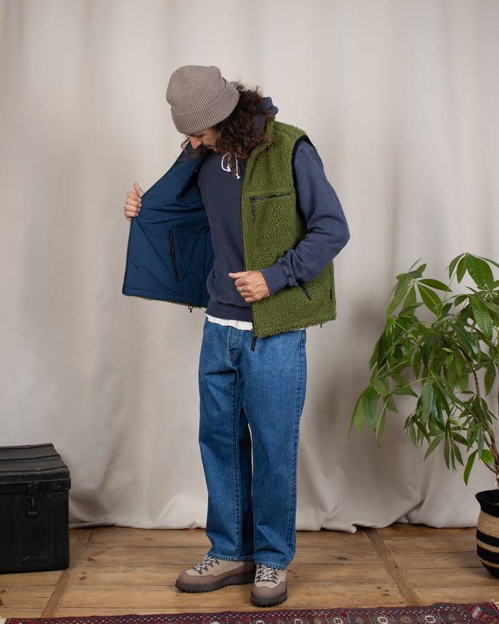 Reversible Sherpa Vest Olive/Dusty Navy