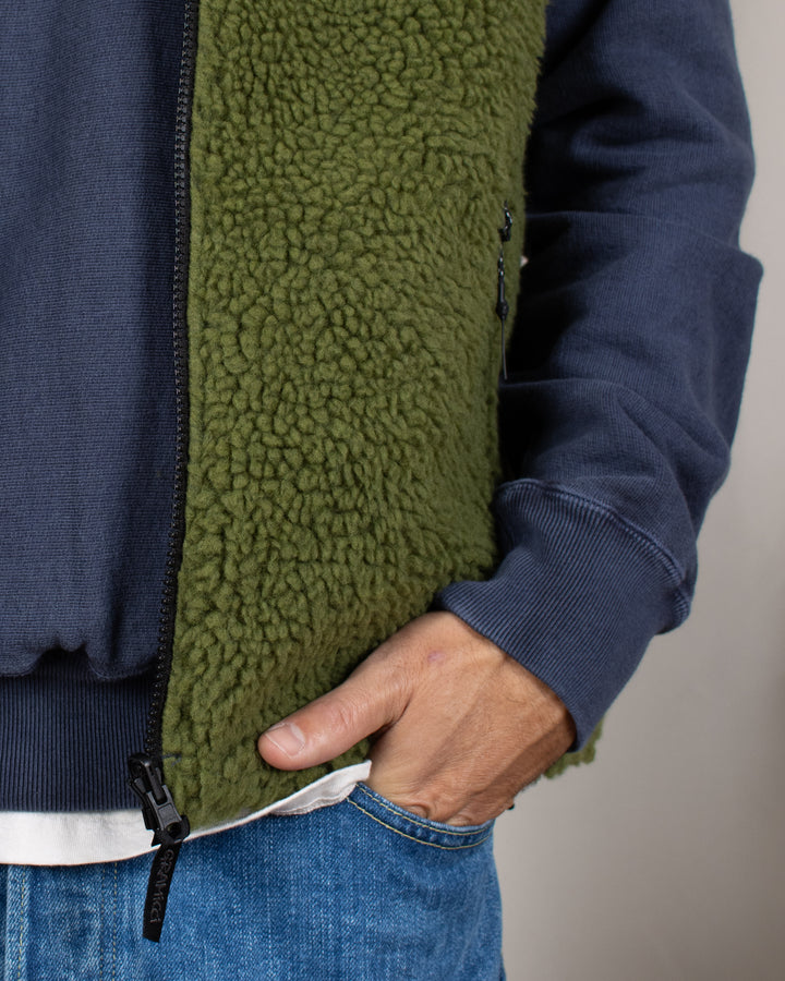 Reversible Sherpa Vest Olive/Dusty Navy